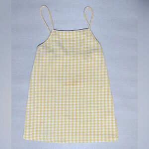 Zara Yellow and White Checkered Mini Dress